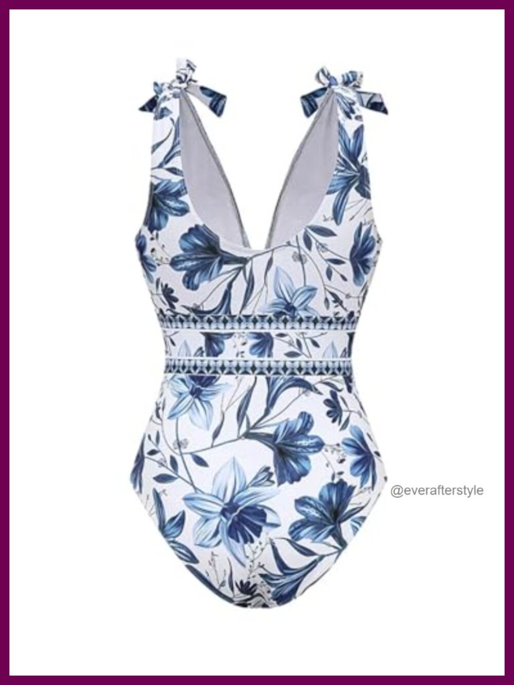 One Piece Swimsuit Lace Up V Neck with Sarong Skirt - Picture 5 of 6
